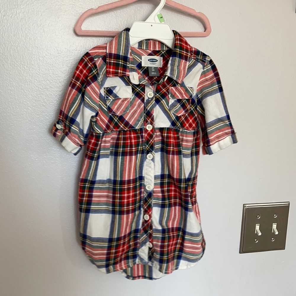 Old navy plaid dress button up. Kids, 2T